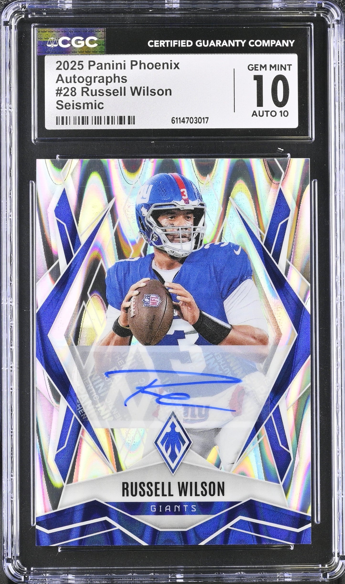 Russell Wilson 2025 Panini Phoenix Seismic Auto SP 2/10 CGC 10