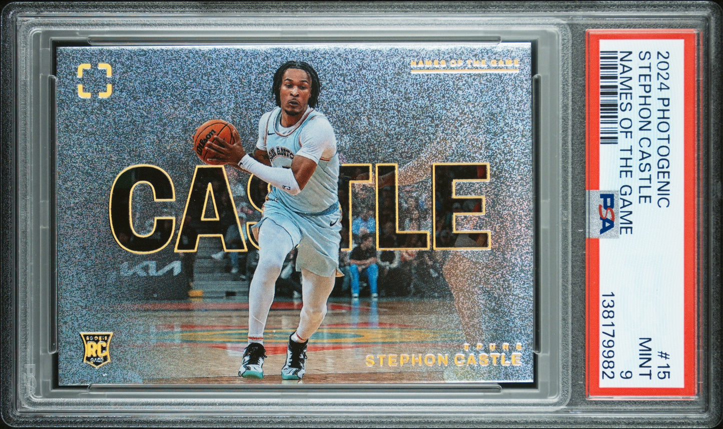 Stephon Castle RC 2024-25 Panini Photogenic Names Of The Game Rookie Case Hit SSP #15 PSA 9
