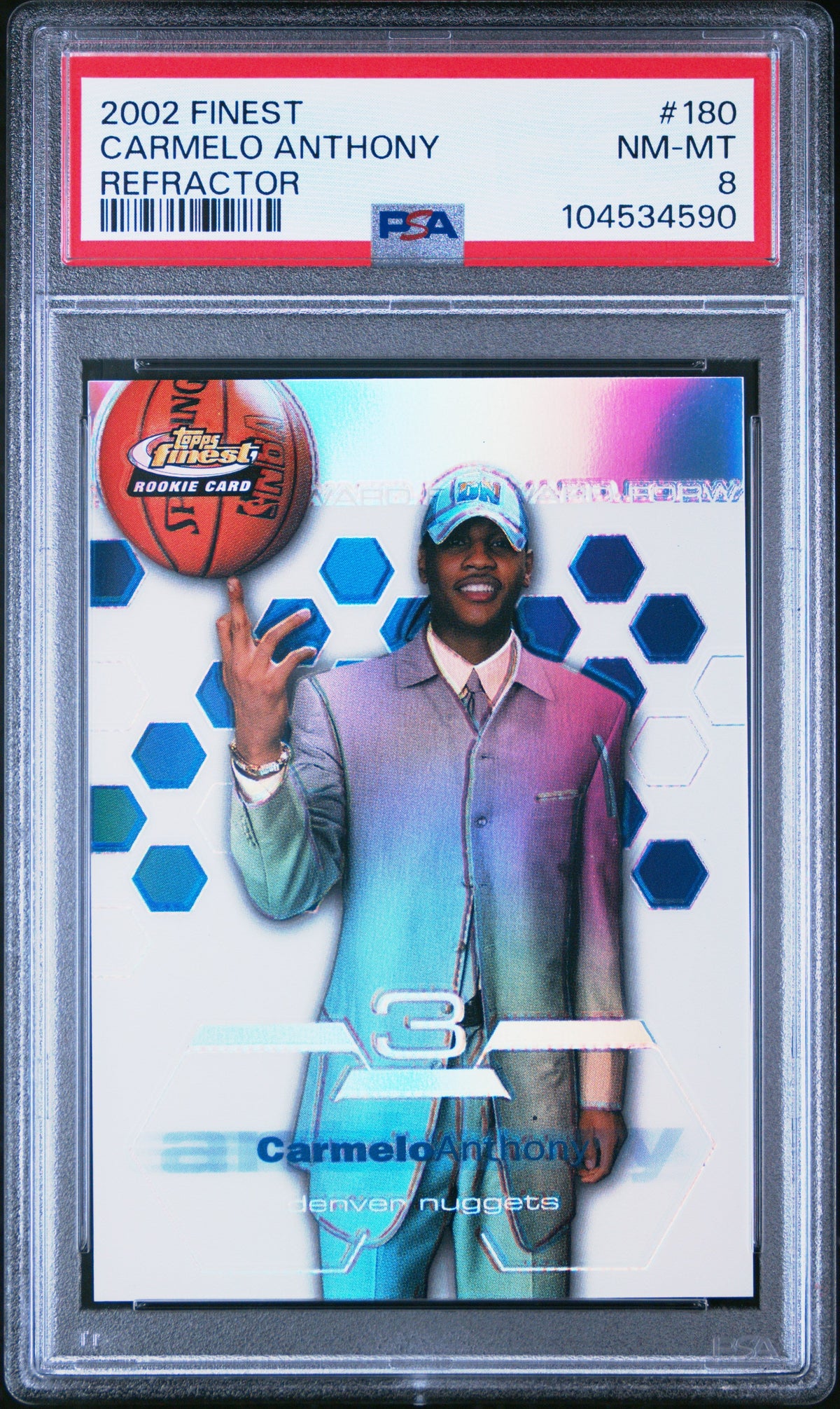 Carmelo Anthony RC 2003-04 Topps Finest Refractor Rookie SP 47/250 PSA 8
