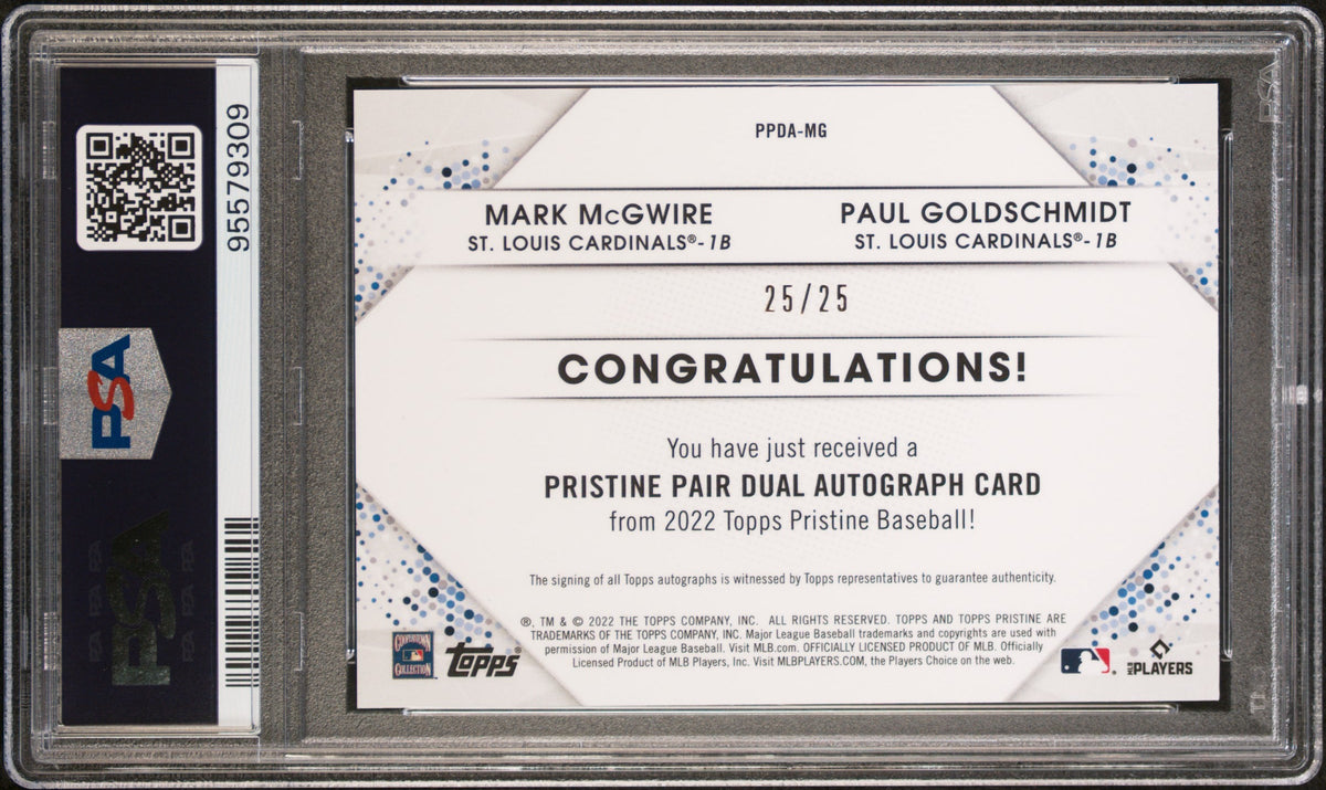 Mark Mcgwire Paul Goldschmidt 2022 Topps Pristine Pair Dual Auto SP 25/25 PSA 10