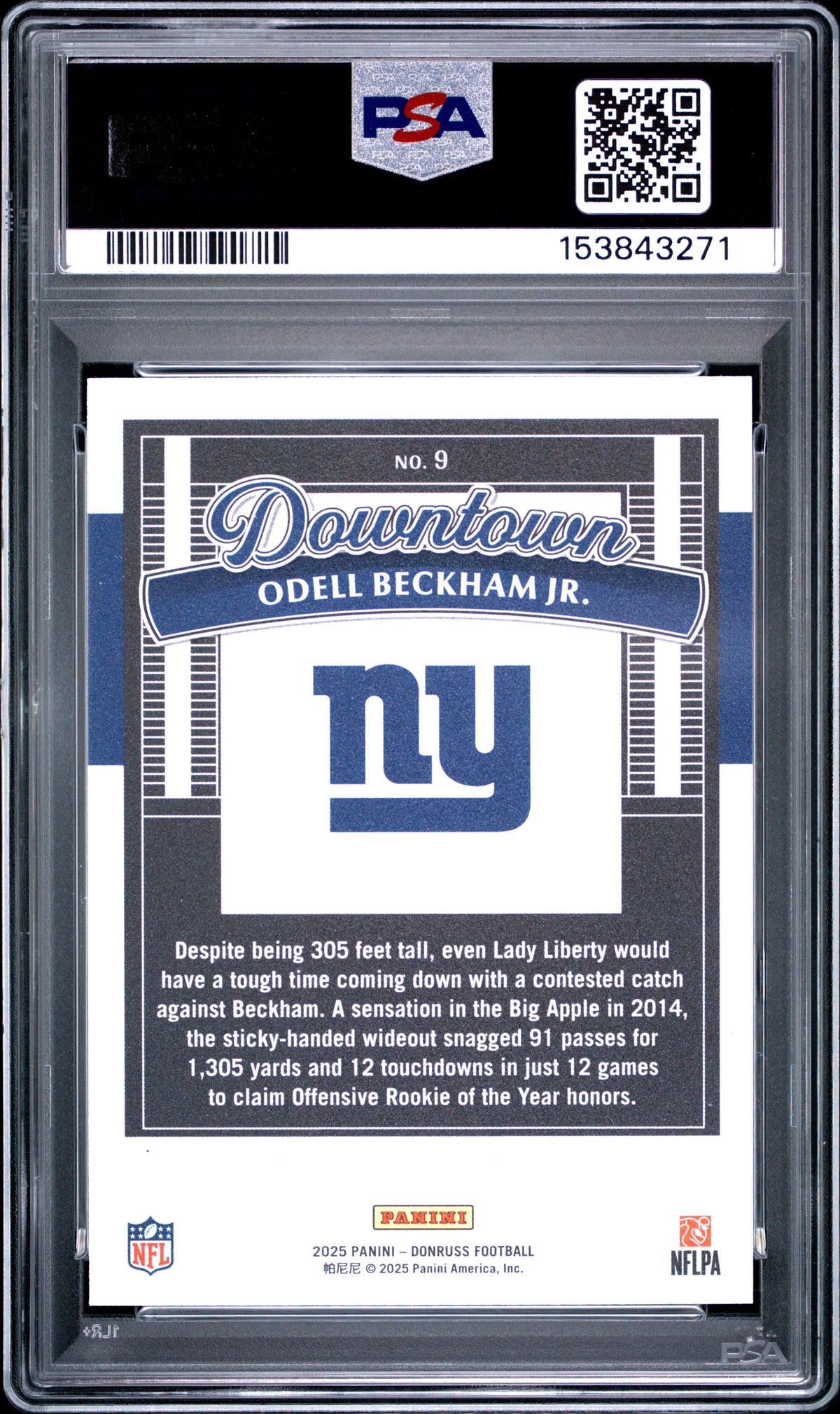 2025 Panini Donruss Downtown Horizontal #9 Odell Beckham Jr. PSA 9