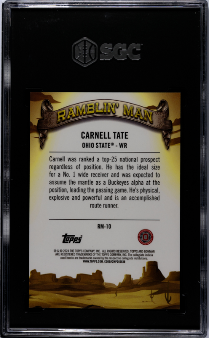 Carnell Tate 2024 Bowman U Chrome Ramblin' Man Red Refractor 1/5 #RM-10 SGC 9.5