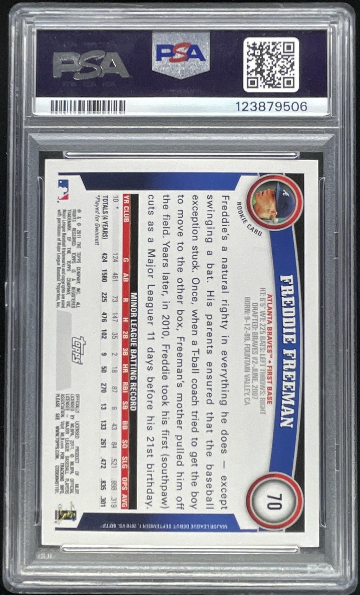 2011 Topps Opening Day #70 Freddie Freeman RC PSA 10