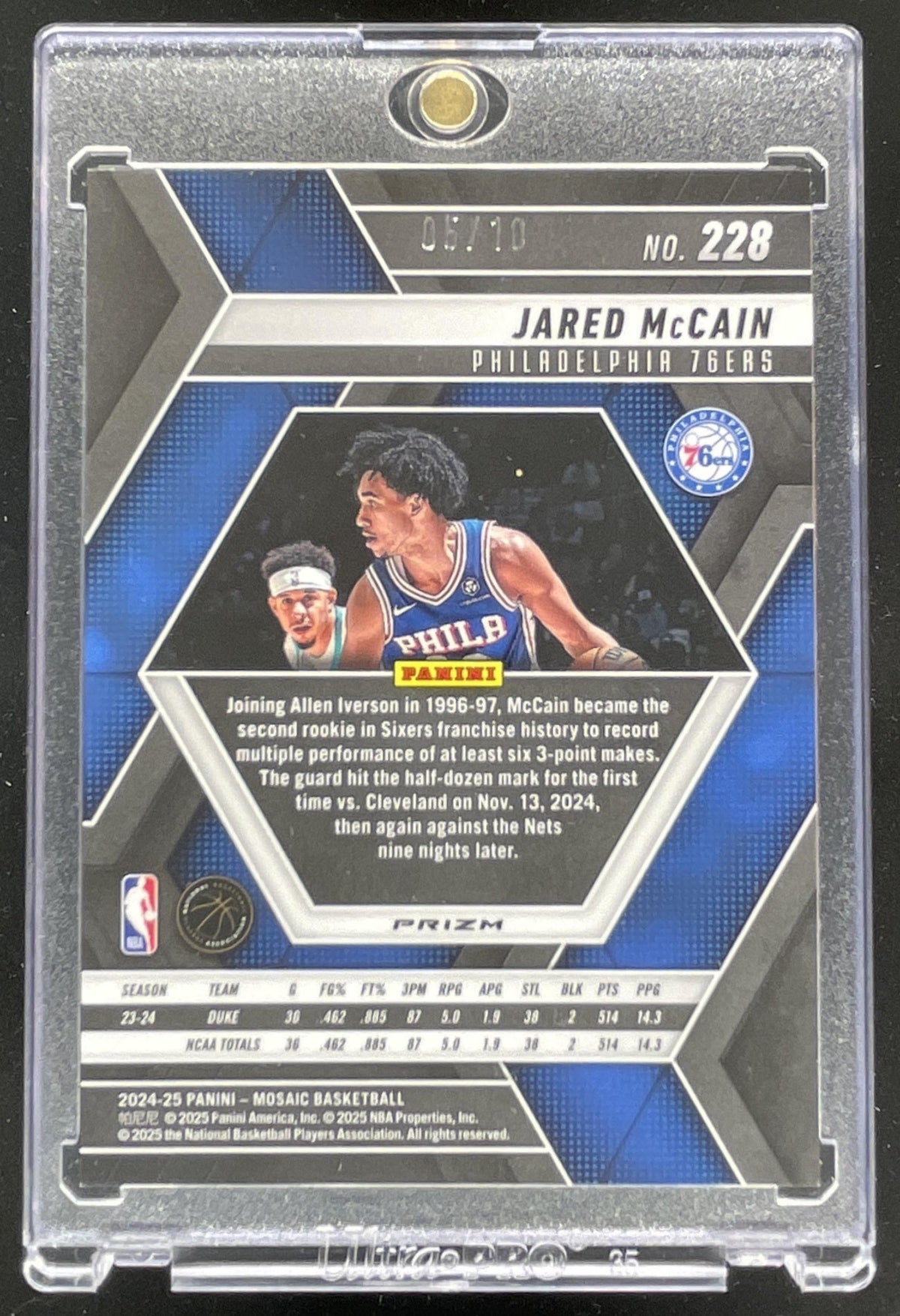 2024-25 Panini Mosaic Gold Mosaic #228 Jared McCain RC /10