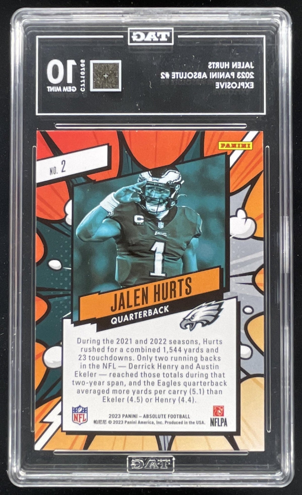 2023 Panini Absolute Explosive #2 Jalen Hurts TAG 10