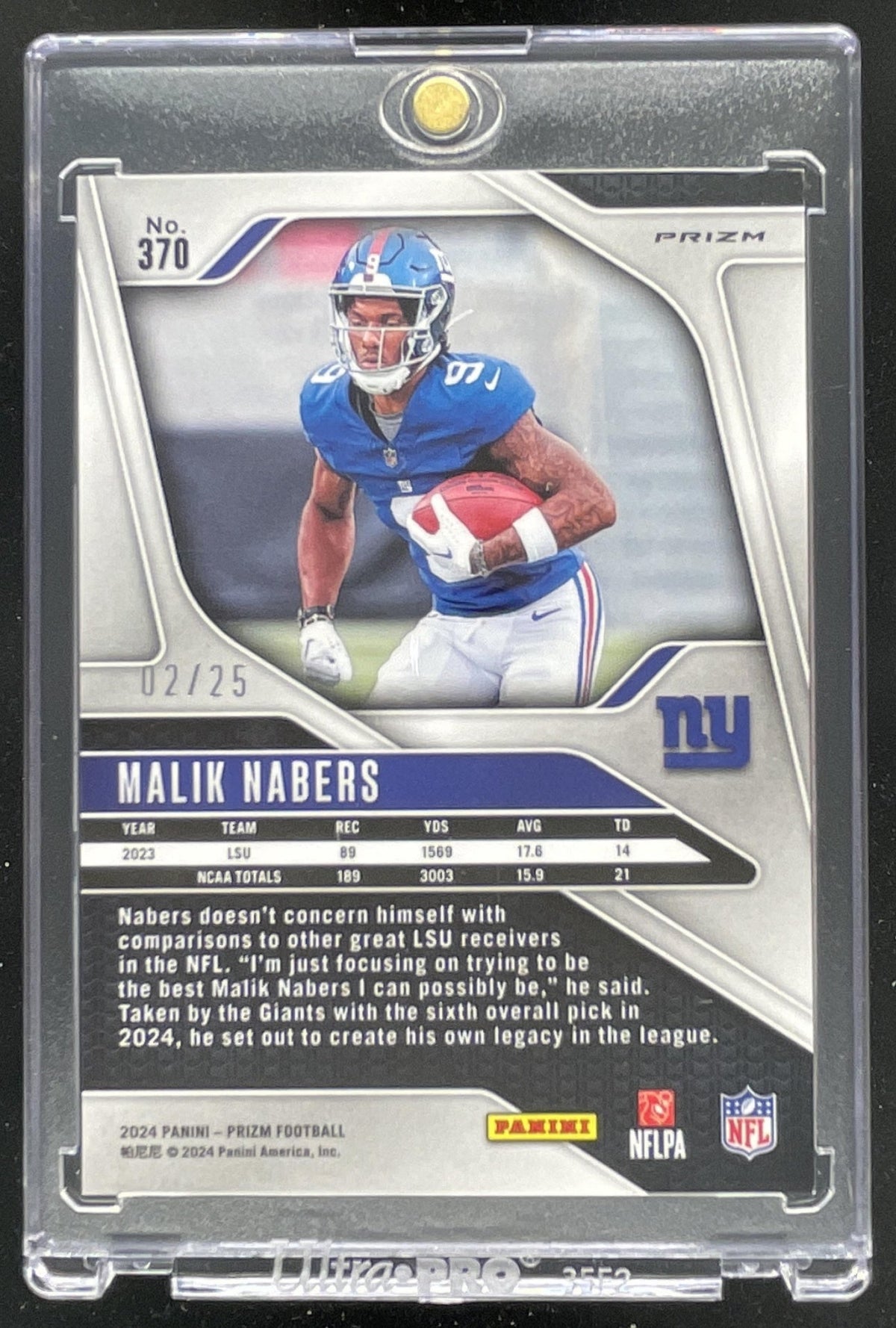 2024 Panini Prizm Blue Shimmer Prizm #370 Malik Nabers RC /25