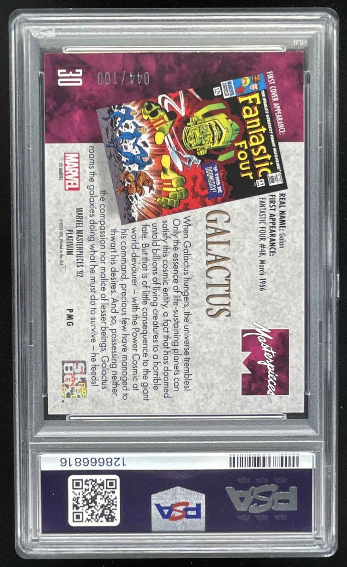 2024 Marvel Masterpieces '92 Platinum Red PMG #30 Galactus PSA 8