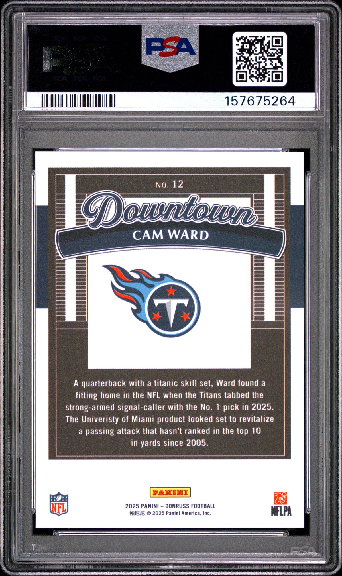 Cam Ward 2025 Panini Donruss Downtown #12 PSA 10