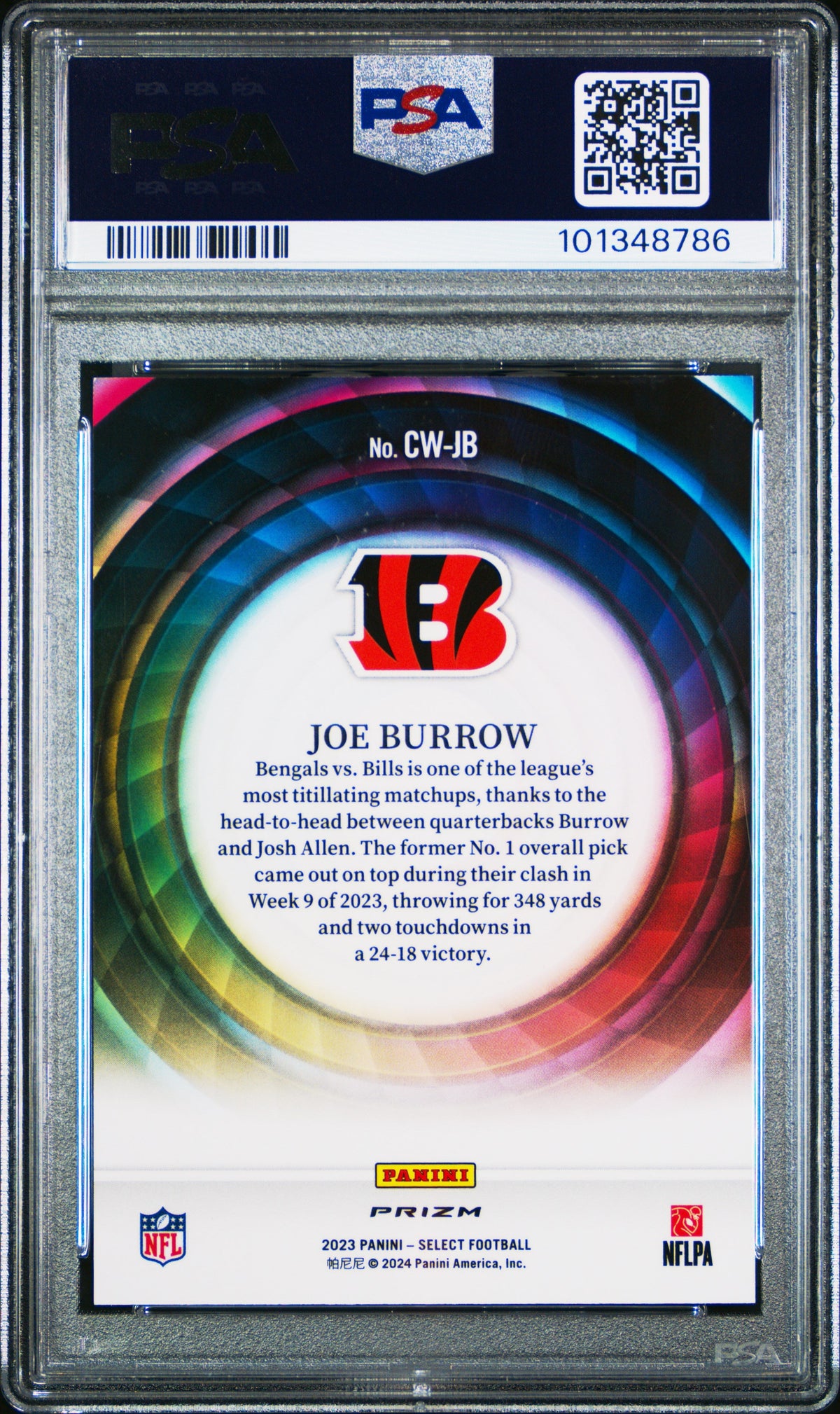 Joe Burrow 2023 Panini Select Color Wheel #CWJB PSA 10