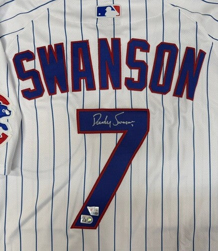 Dansby Swanson Autographed Cubs White Authentic Jersey