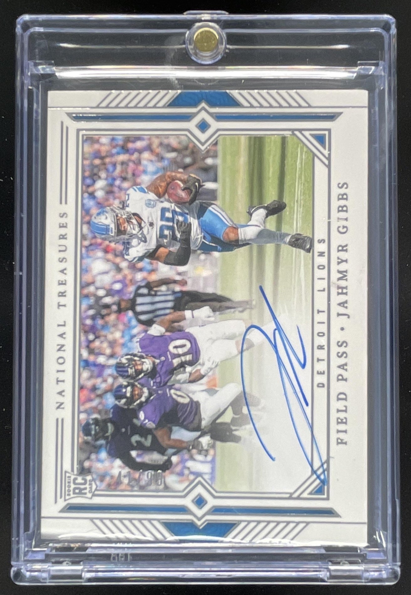 2023 Panini National Treasures Field Pass #FP-JG Jahmyr Gibbs Auto /99