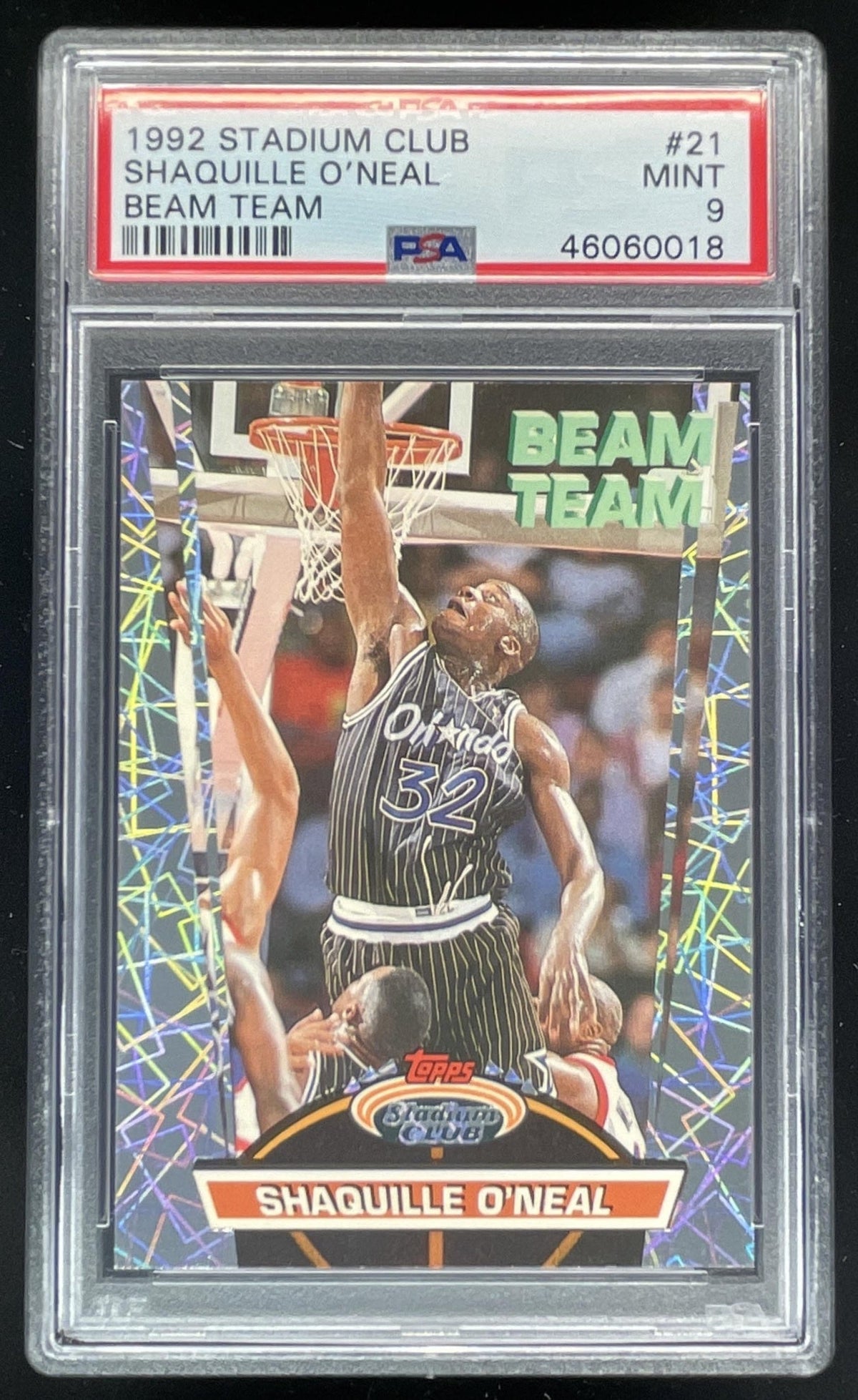 1992-93 Topps Stadium Club Beam Team #21 Shaquille O'Neal RC PSA 9