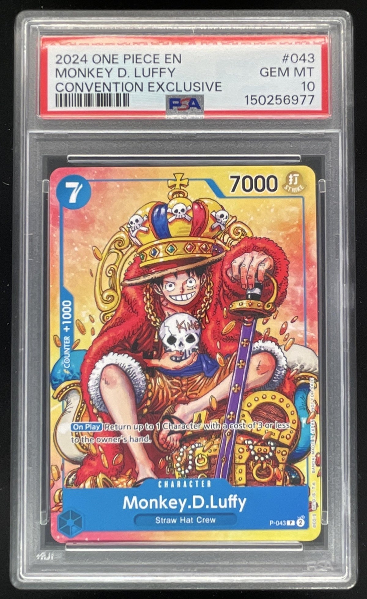 2024 One Piece Regional Participation Pack Promo #P-043 Monkey D. Luffy PSA 10