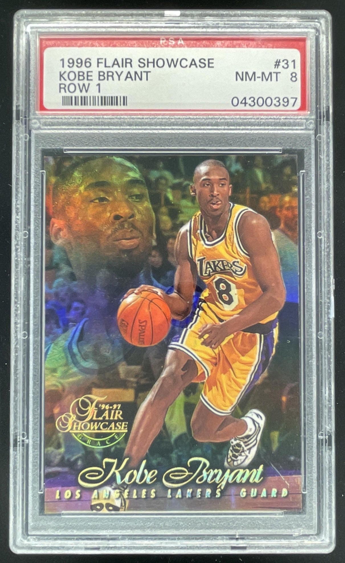 1996-97 Fleer Flair Showcase Flair Showcase Row 1 Grace #31 Kobe Bryant RC PSA 8