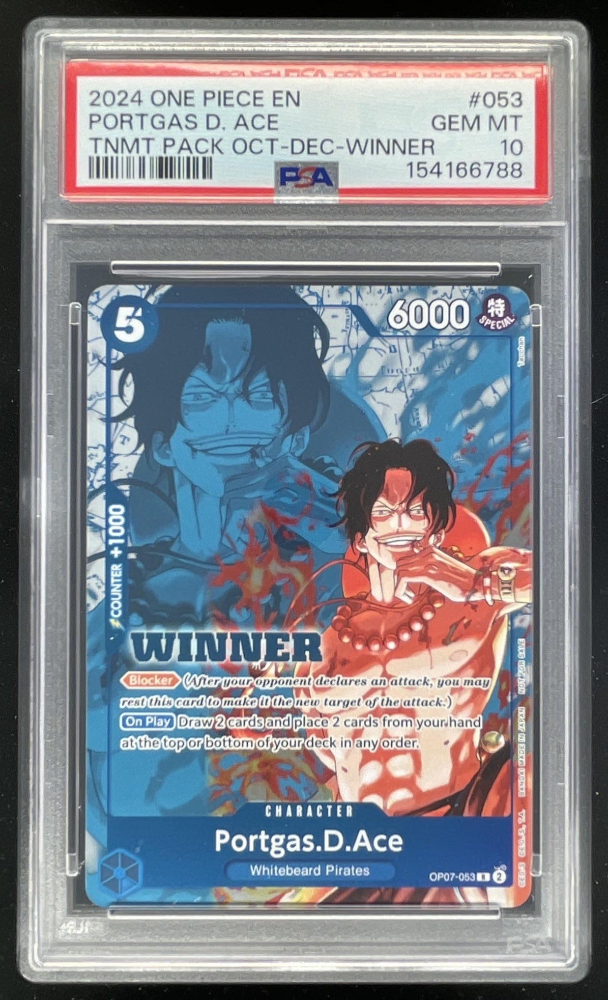 2024 One Piece EN #052 Portgas.D.Ace Winner Pack 2024 Oct.-Dec Promo PSA 10