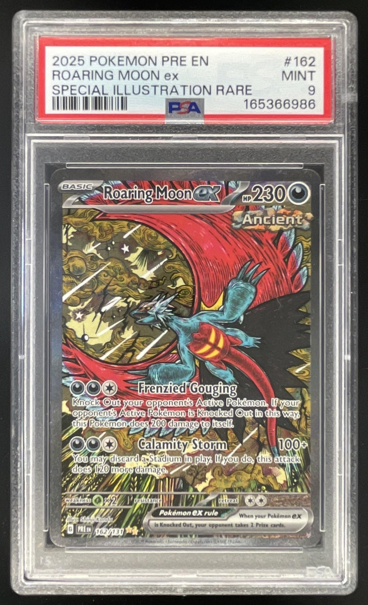 2025 Pokemon Prismatic Evolutions #162/131 Roaring Moon ex Special Rare PSA 9