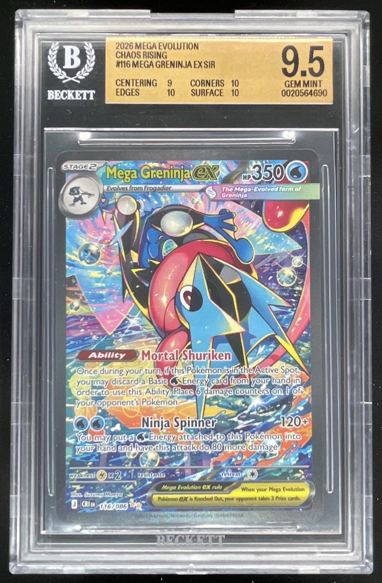 2026 Pokemon Mega Evolution Chaos Rising #116/086 Mega Greninja ex BGS 9.5