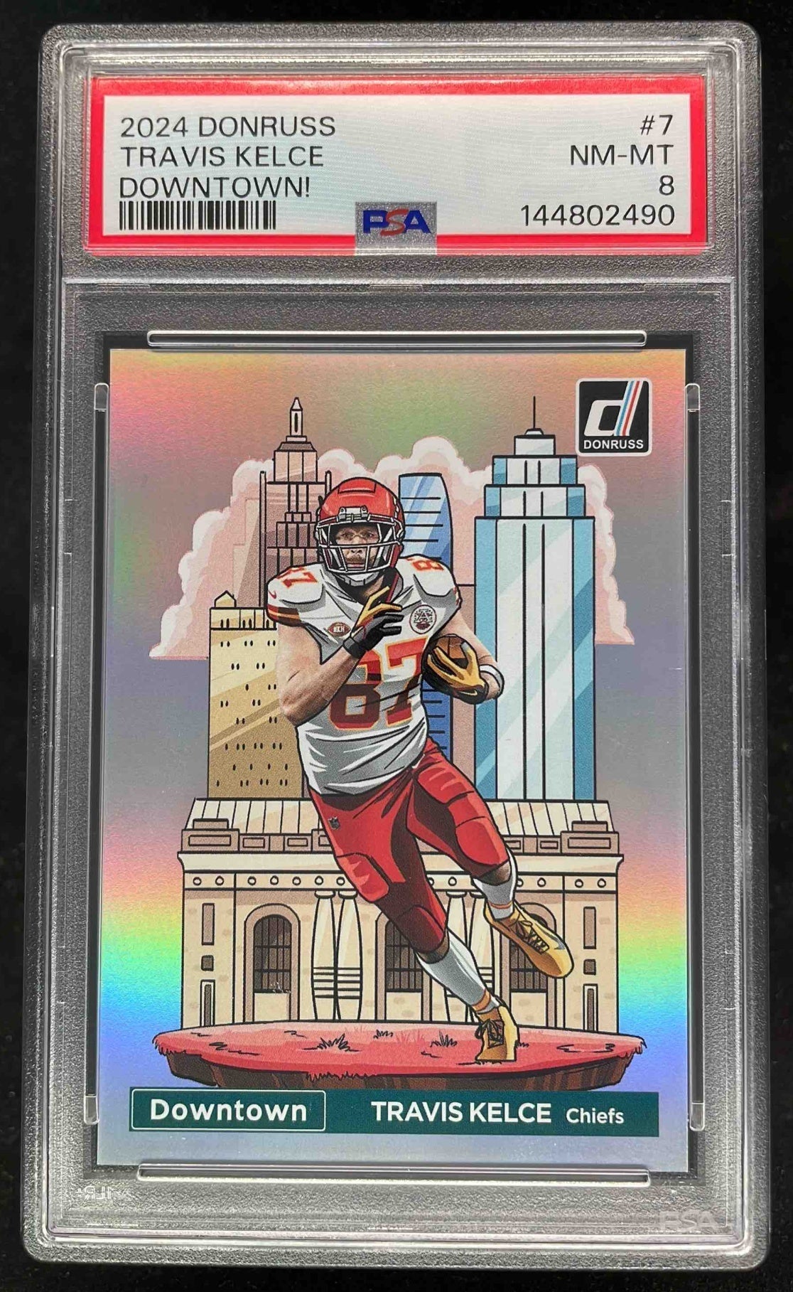 2024 Panini Donruss Downtown! SSP #7 Travis Kelce PSA 8