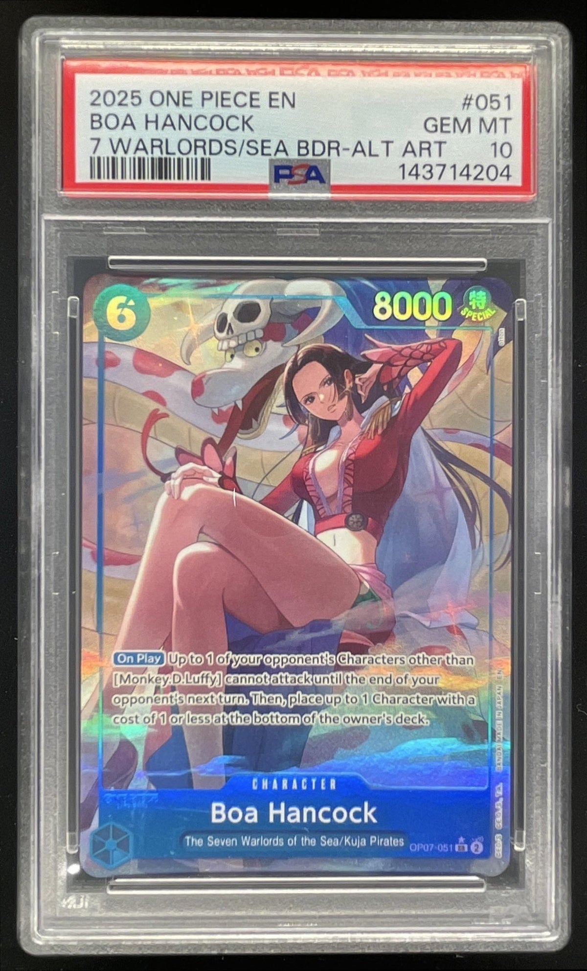 2025 One Piece Seven Warlords Sea #OP07-051 Boa Hancock Alternate Art PSA 10