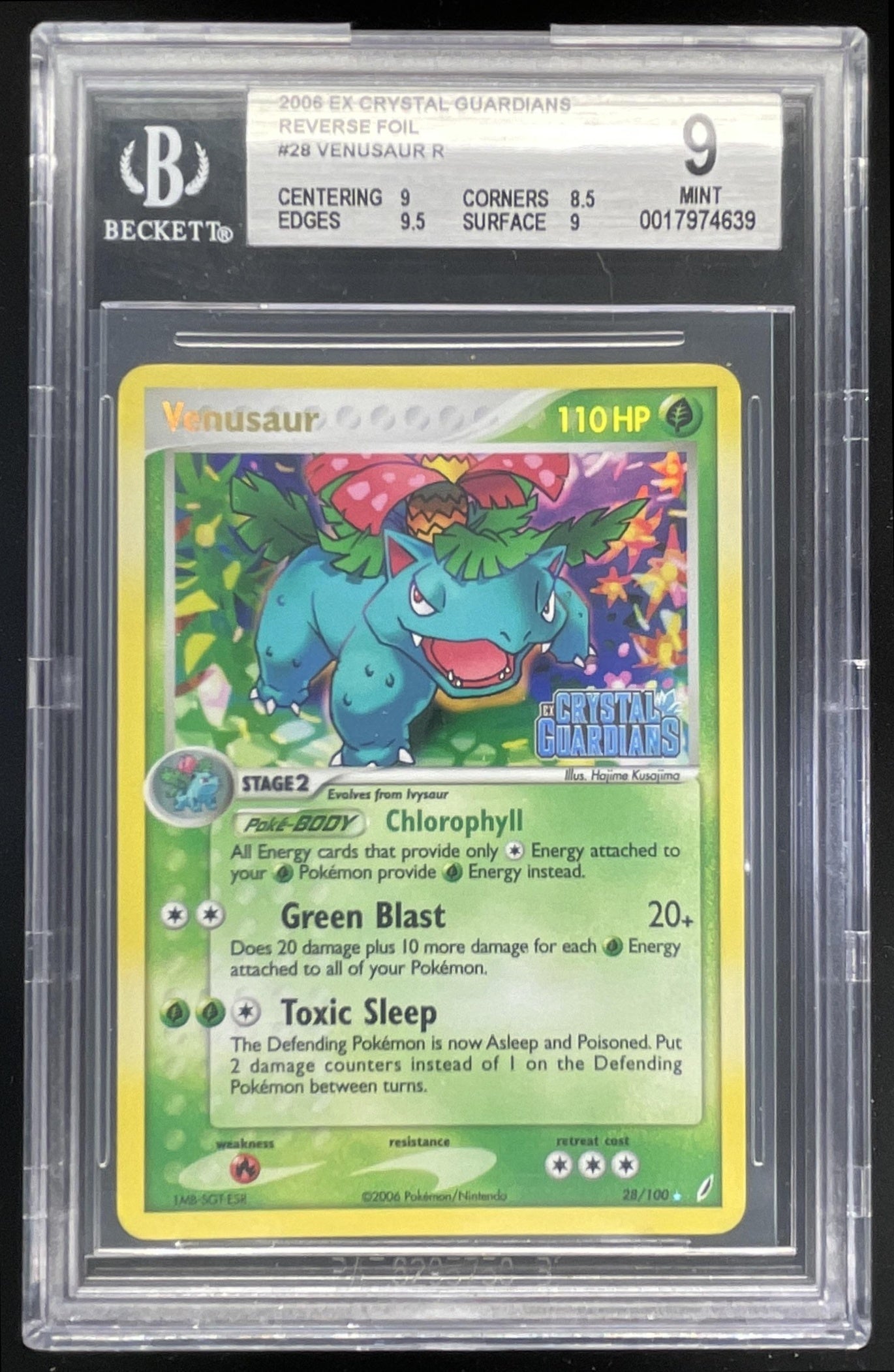 2006 Pokemon EX Crystal Guardians Reverse Holos #28/100 Venusaur BGS 9