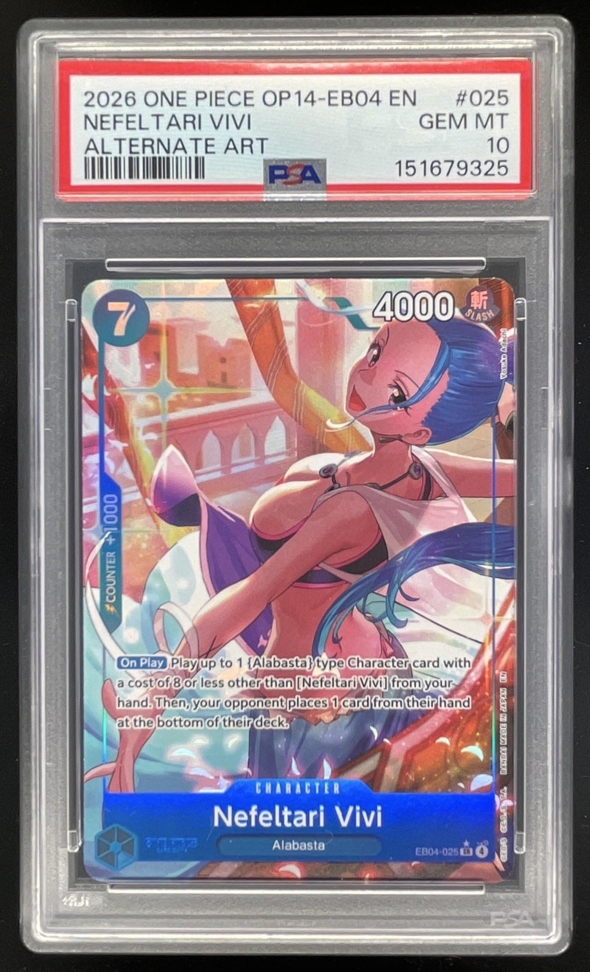 2026 One Piece Nefeltari Vivi Alternate Art - The Azure Sea's Seven OP14 PSA 10