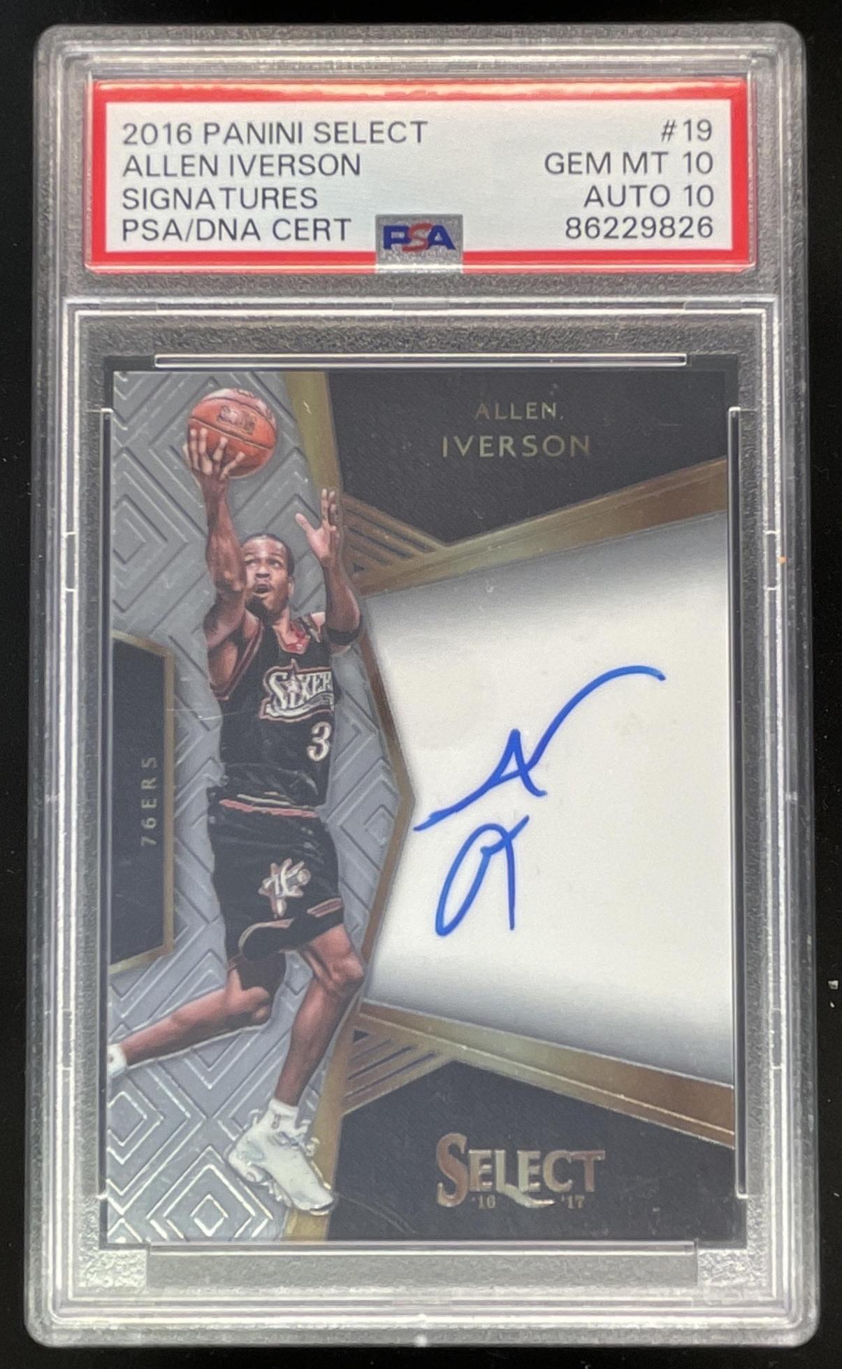 2016-17 Panini Select Signatures #19 Allen Iverson Auto /99 PSA 10