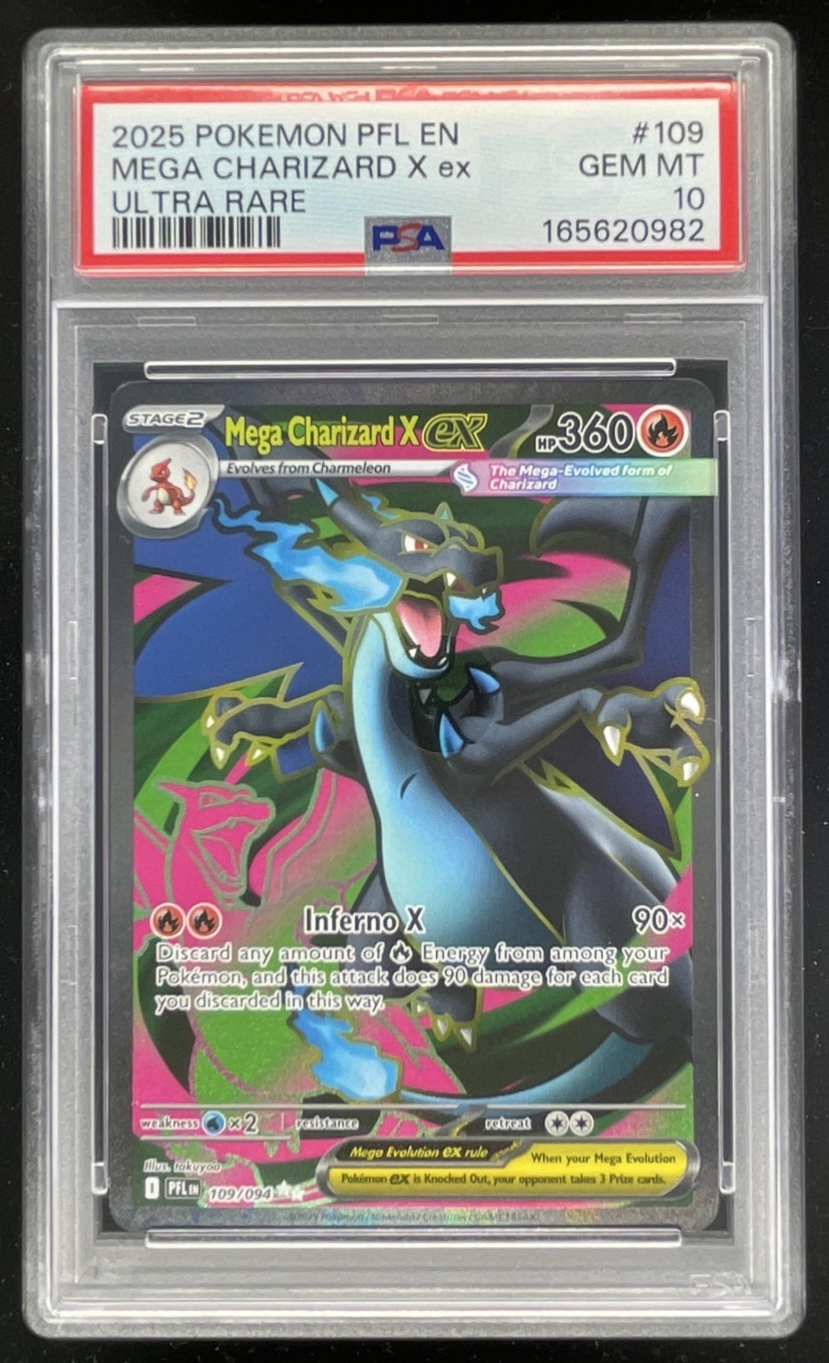 2025 Pokemon Phantasmal Flames #109/094 Mega Charizard X ex Ultra Rare PSA 10
