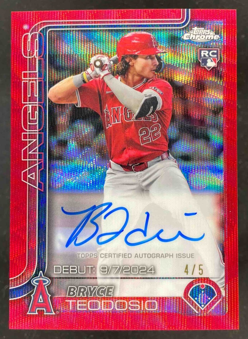 2025 Topps Chrome Rookie Red Wave Refractor #CRDA-BT Bryce Teodosio RC Auto /5