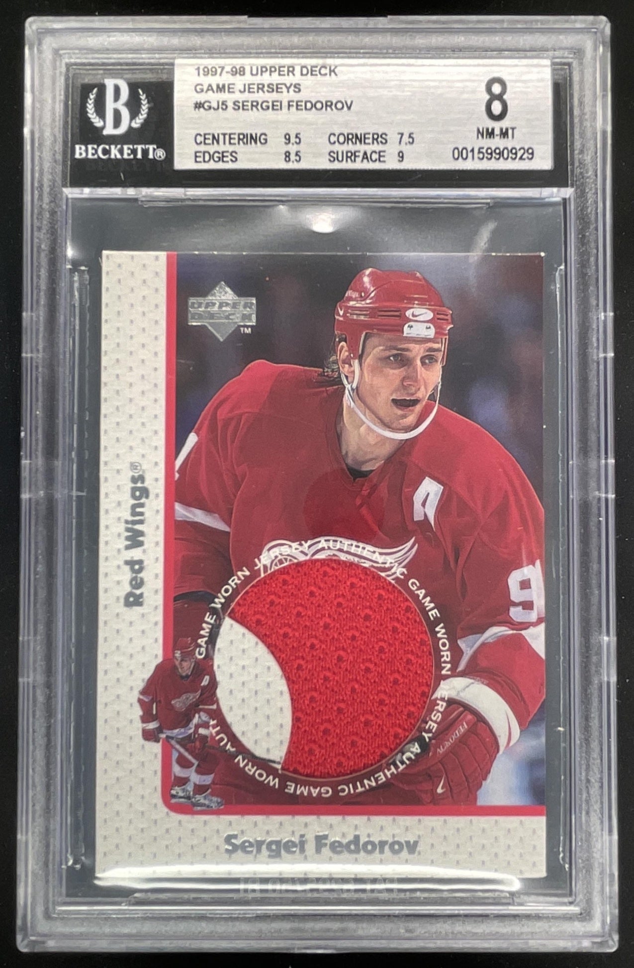 1997-98 Upper Deck Game Jerseys #GJ5 Sergei Fedorov BGS 8