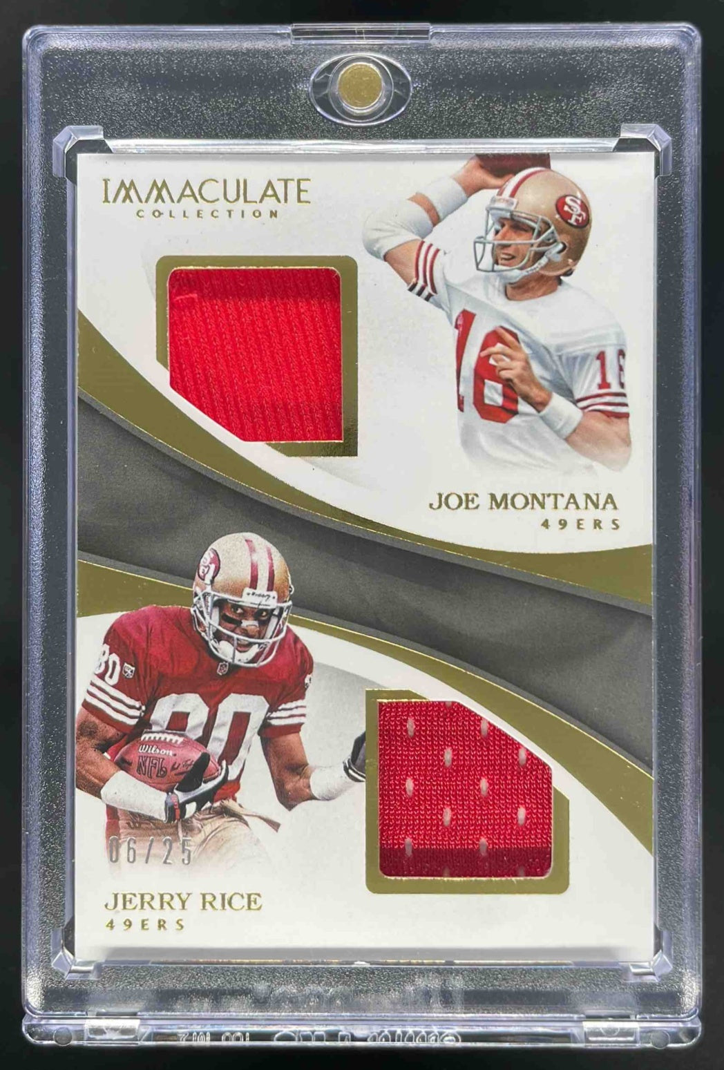 2017 Panini Immaculate Collection Dual Jerseys #DU-14 Joe Montana Jerry Rice /25
