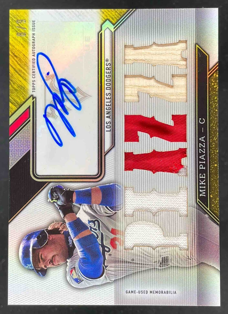 2016 Topps Triple Threads Autograph Relics Gold #TTAR-MPIA1 Mike Piazza Auto /9