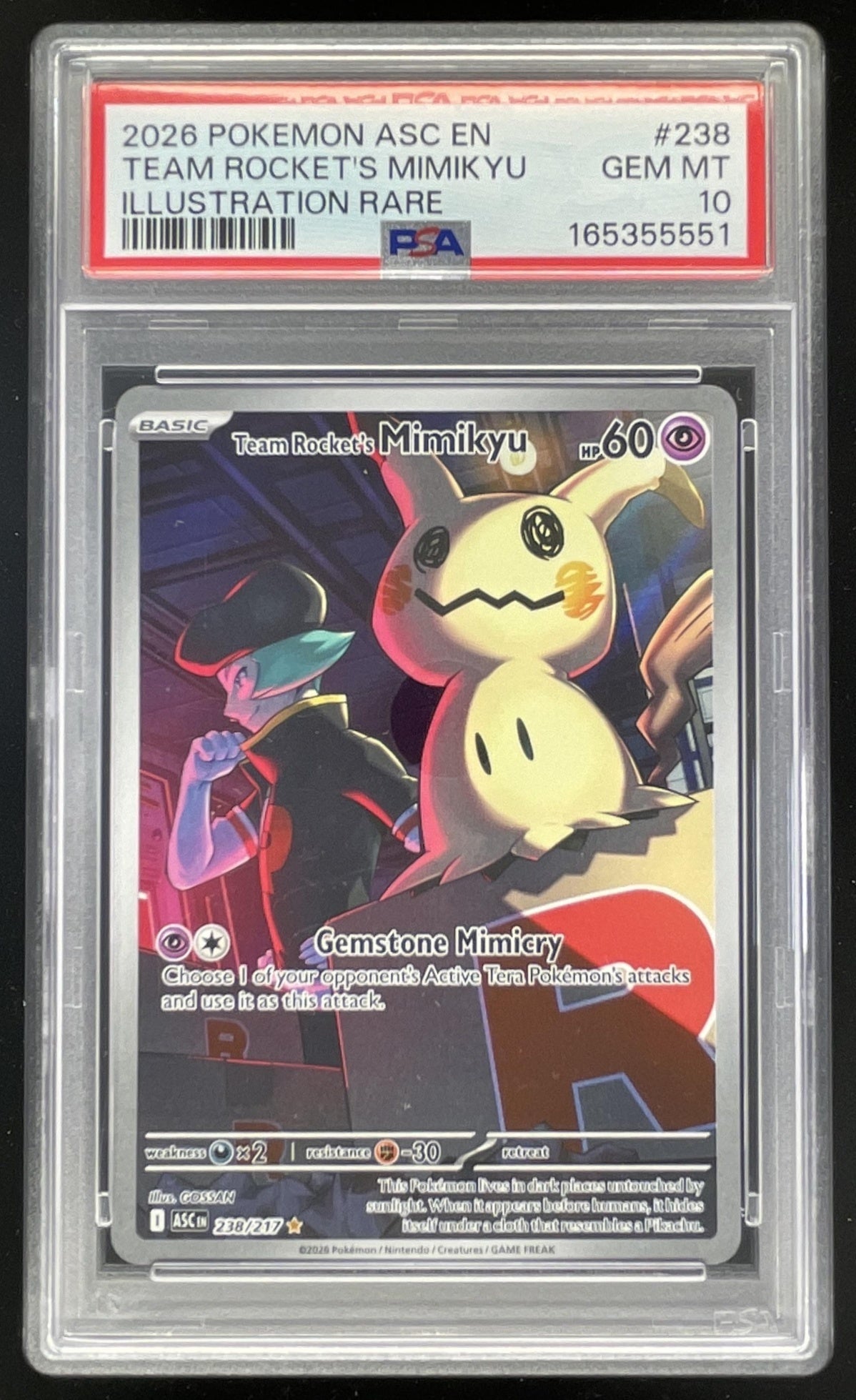2026 Pokemon Ascended Heroes #238/217 Team Rocket's Mimikyu Rare PSA 10