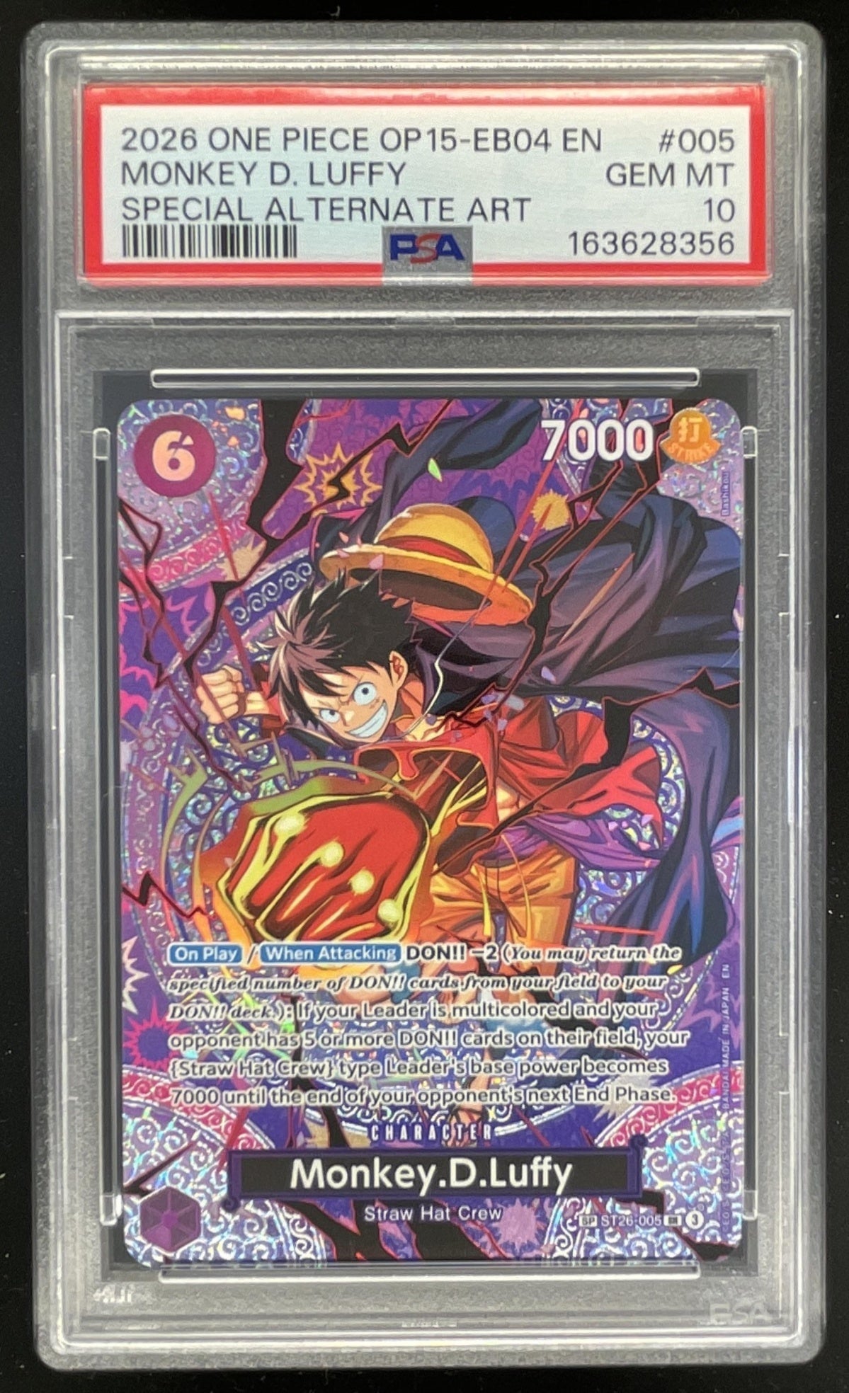 2026 One Piece Adventure Kami's Island Special #ST26-005 Monkey D. Luffy PSA 10