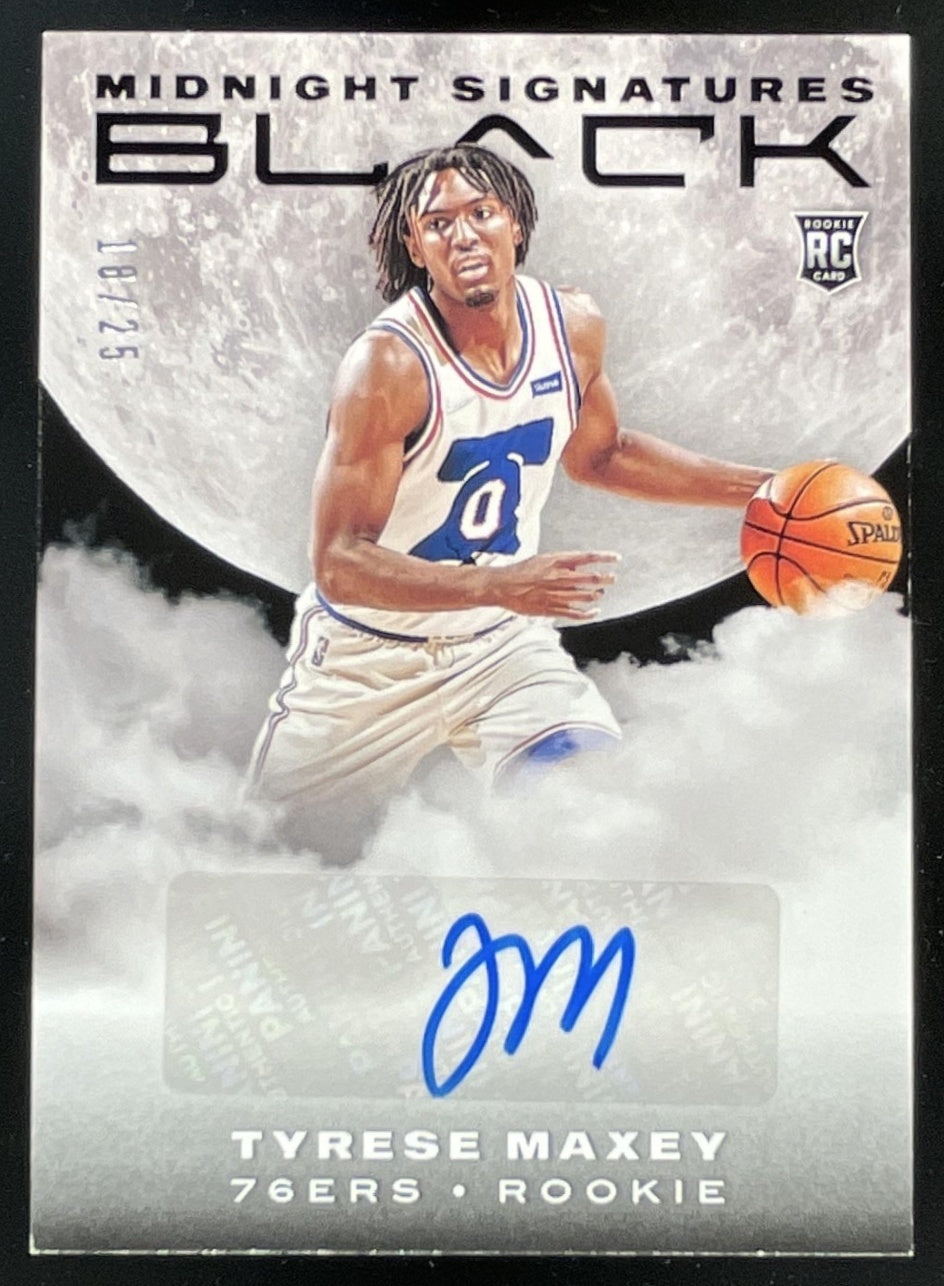 2020-21 Black Rookie Midnight #MID-MAX Tyrese Maxey RC Auto /25