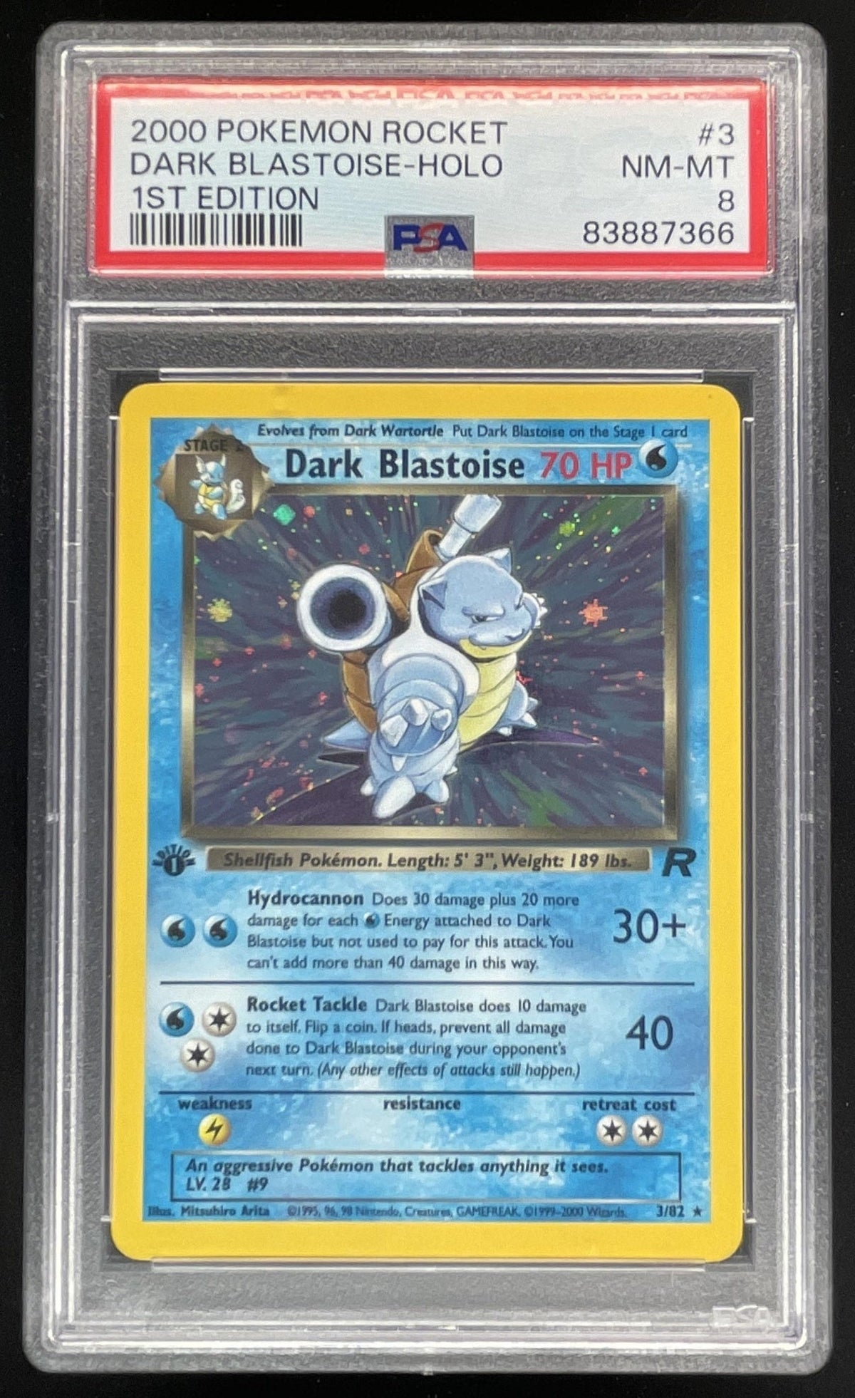 2000 Pokemon Team Rocket First Edition #3/82 Dark Blastoise Holo PSA 8