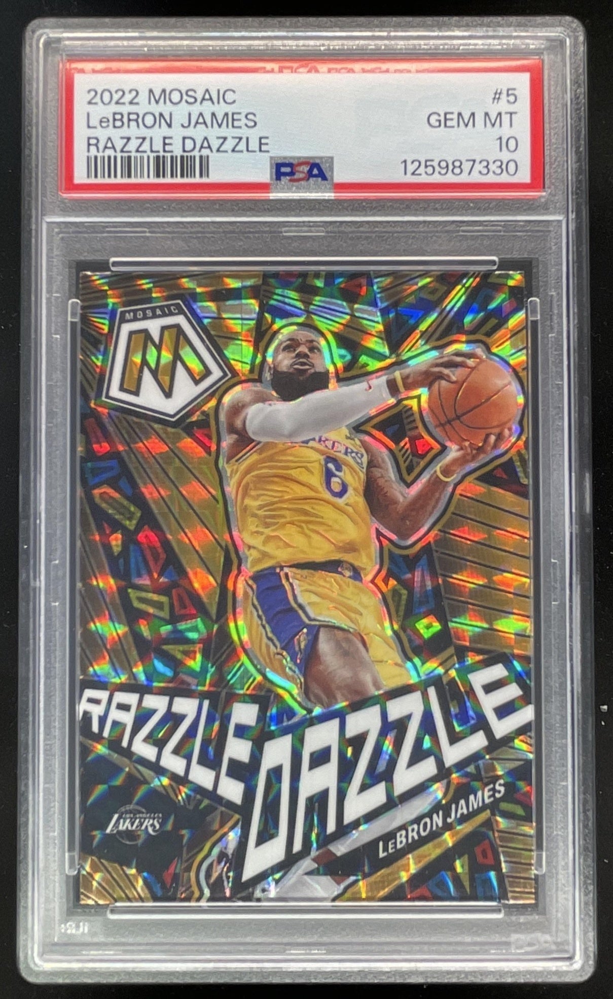 2022-23 Panini Mosaic Razzle Dazzle #5 LeBron James PSA 10