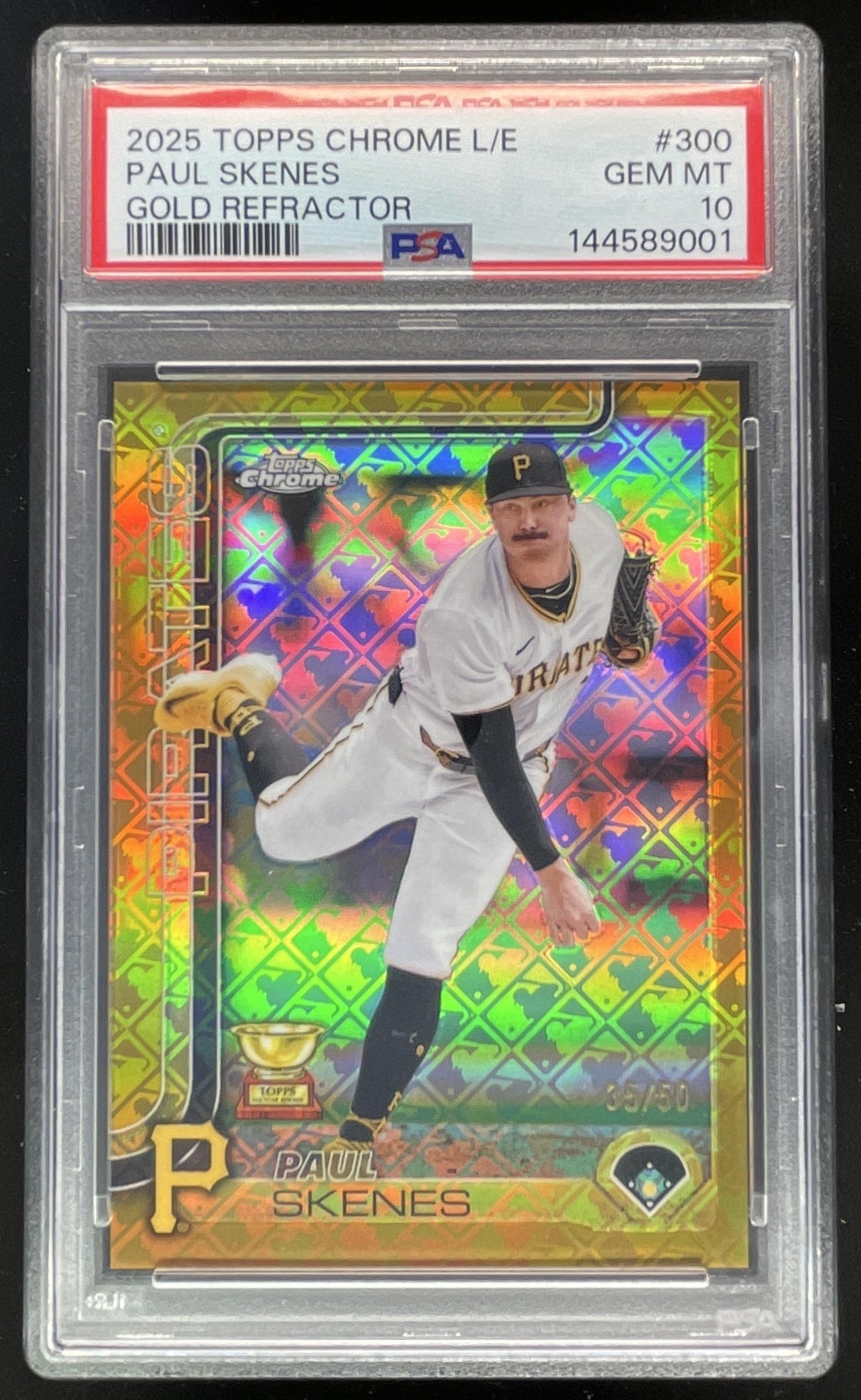 2025 Topps Chrome LogoFractor Gold Refractor #300 Paul Skenes /50 PSA 10