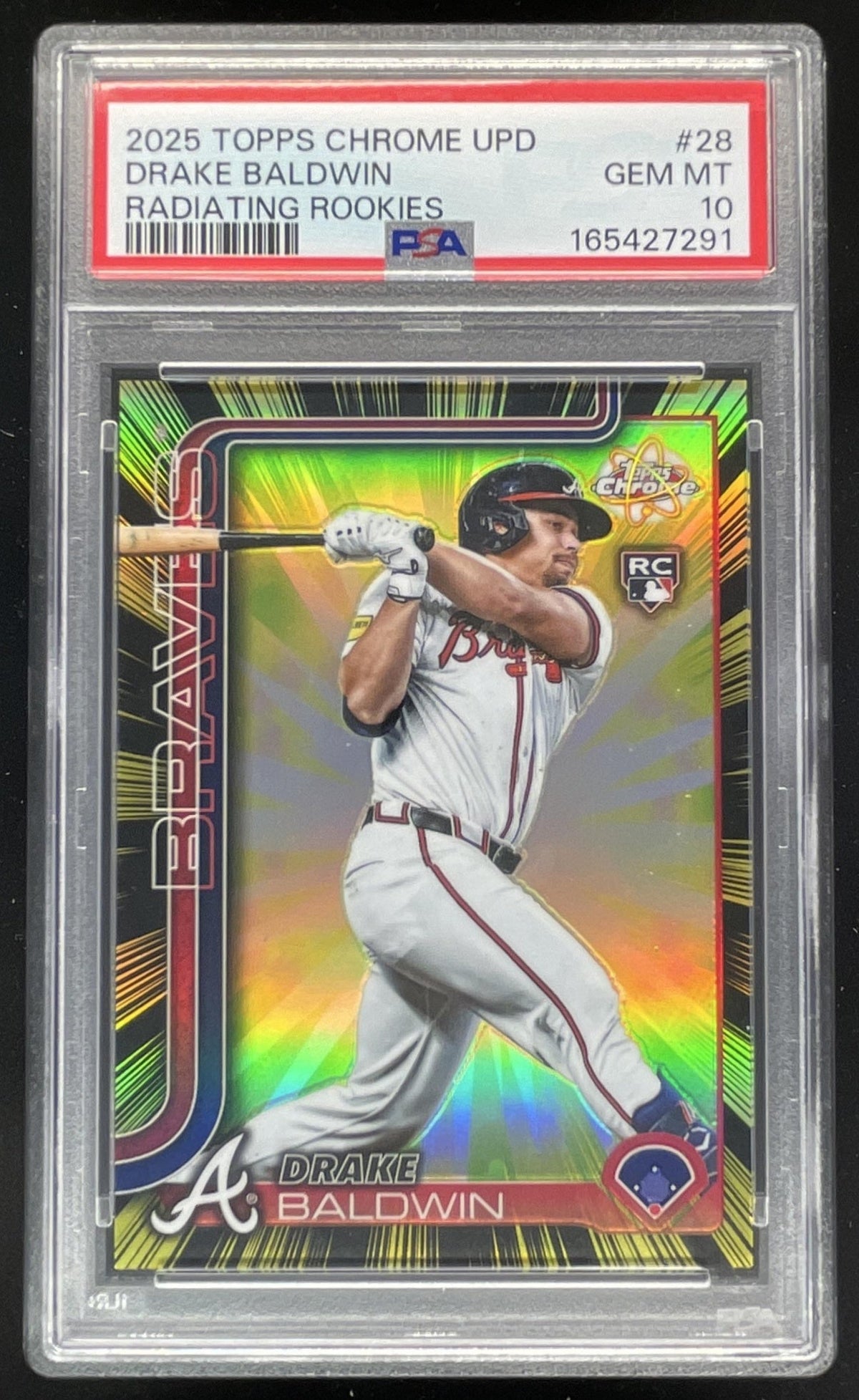 2025 Topps Chrome Update Radiating Rookie #RR-28 Drake Baldwin SP RC PSA 10