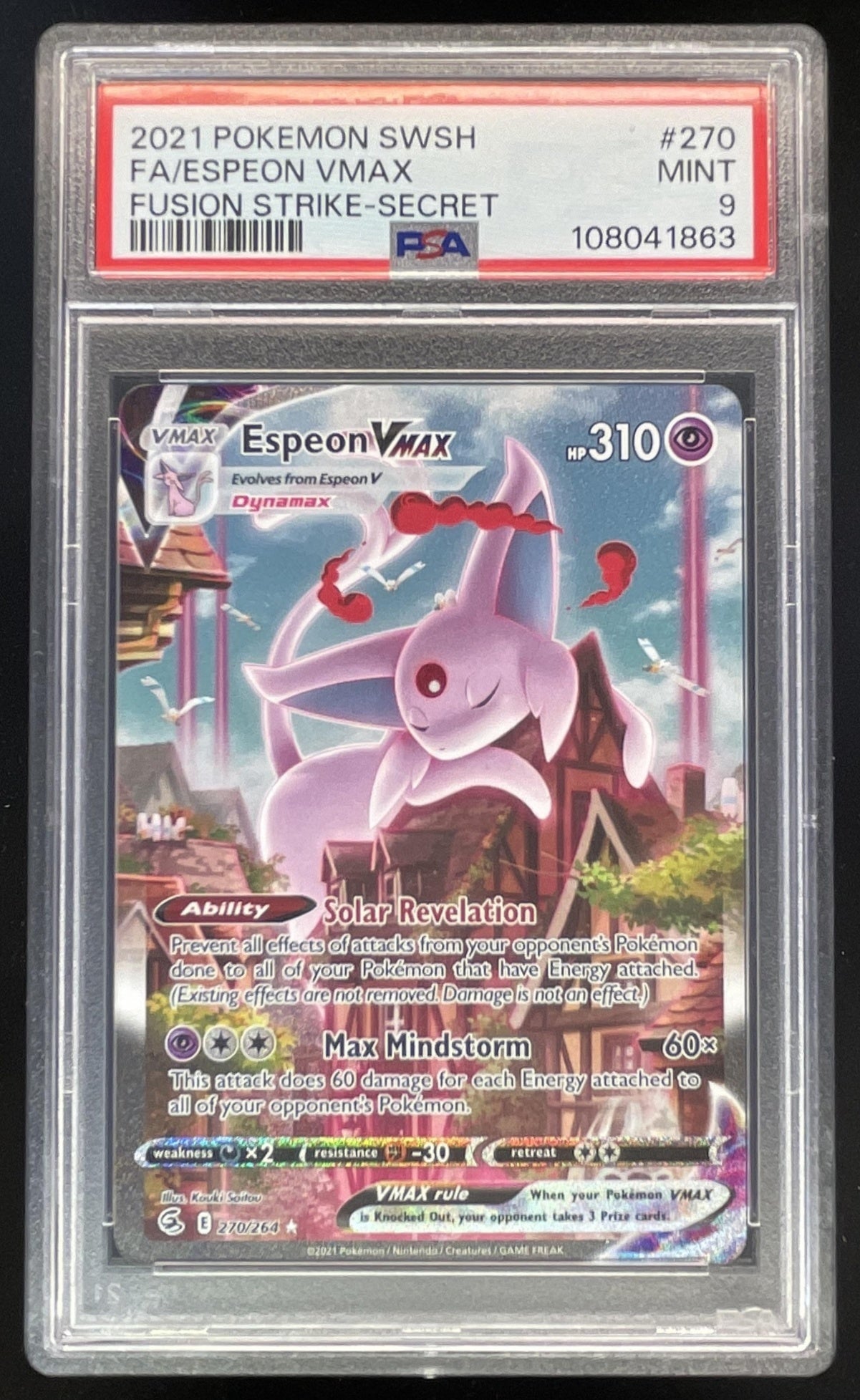 2021 Pokemon Sword & Shield Fusion Strike #270/264 Espeon VMAX PSA 9