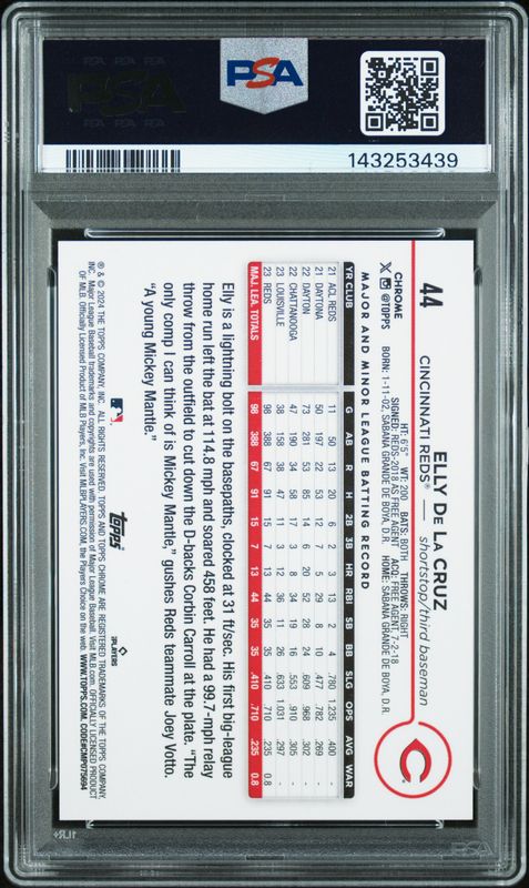 2024 Topps Chrome Elly de La Cruz #44 Red Wave PSA 9