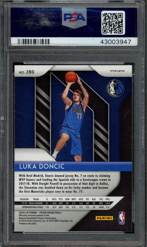 2018 Panini Prizm Luka Doncic #280 Silver Prizm PSA 10