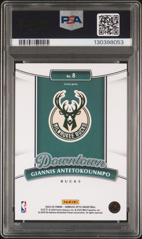 2024 Panini Donruss Optic Downtown Giannis Antetokounmpo #8 PSA 10