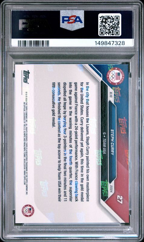 2024 Topps Now Olympic Games Steph Curry #27 PSA 10
