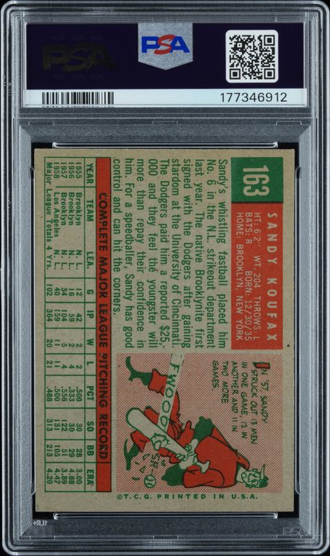 1959 Topps Sandy Koufax #163 PSA 5.5