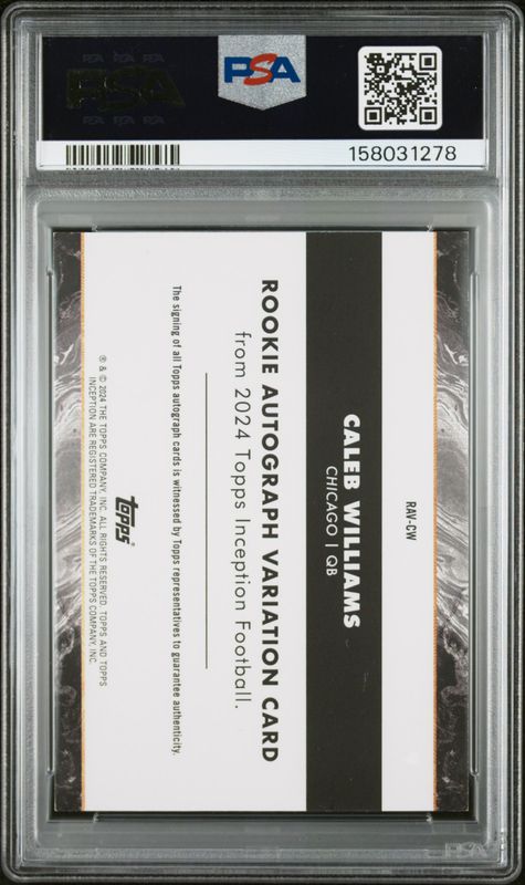 2024 Topps Inception Rookie Autograph Variations Caleb Williams #RAVCW Gold PSA 8