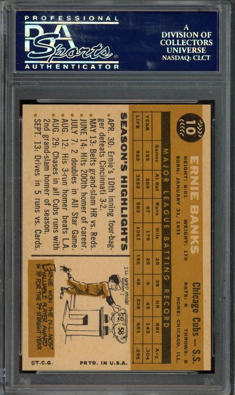 1960 Topps Ernie Banks #10 PSA 6