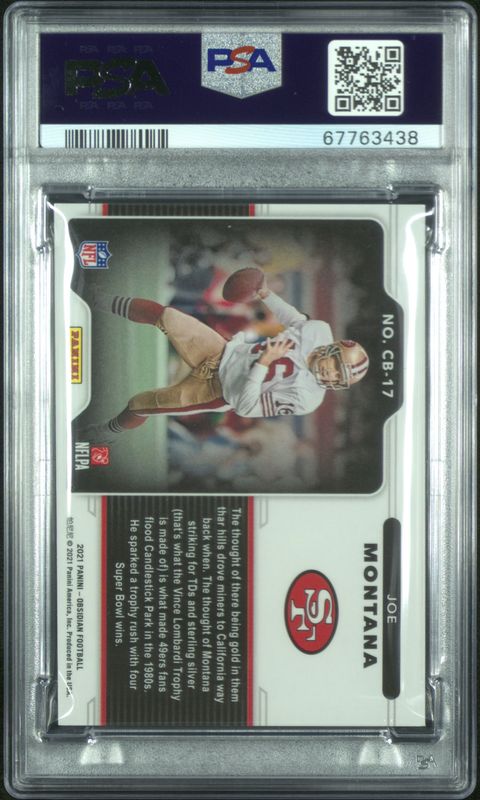 2021 Panini Obsidian Color Blast Black Joe Montana #CB17 PSA 10