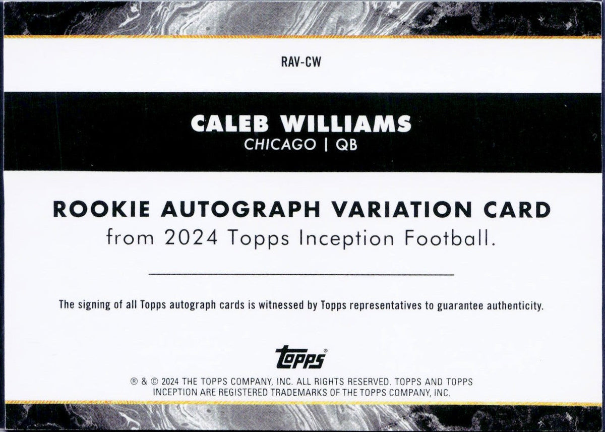 Caleb Williams RC 2024 Topps Inception Green Rookie Auto SP 15/150