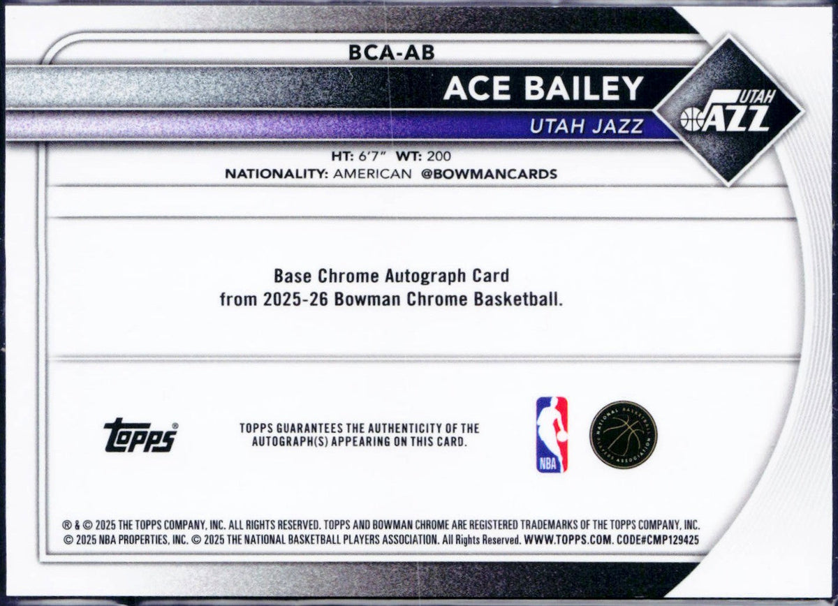Ace Bailey RC 2025-26 Bowman Chrome Sapphire Rookie Auto