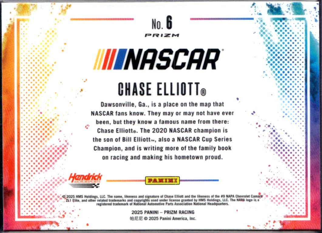 Chase Elliott 2025 Panini Prizm NASCAR Color Blast SSP #6